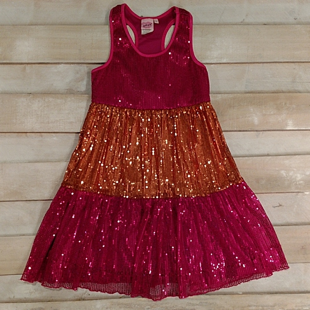 LIPSTICK Pink and Orange Sequin Dress Girls